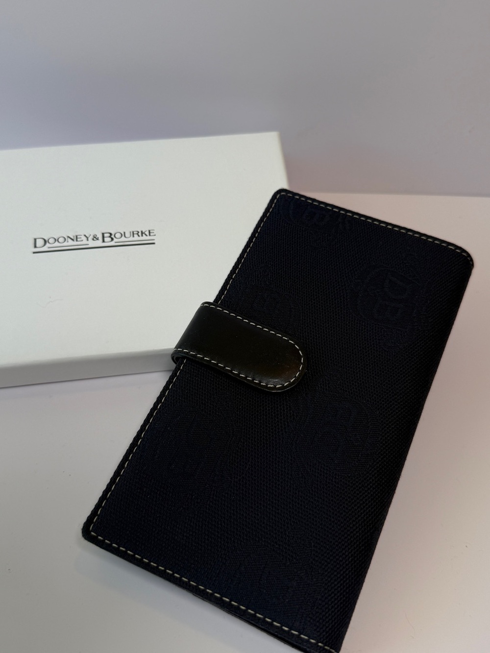 Dooney & Bourke Black Checkbook Holder with Leather Snap